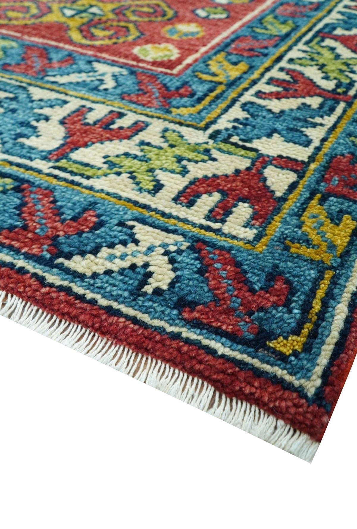 Custom Made Traditional Persian Design Red And Ivory Hand Knotted Wool Rug.