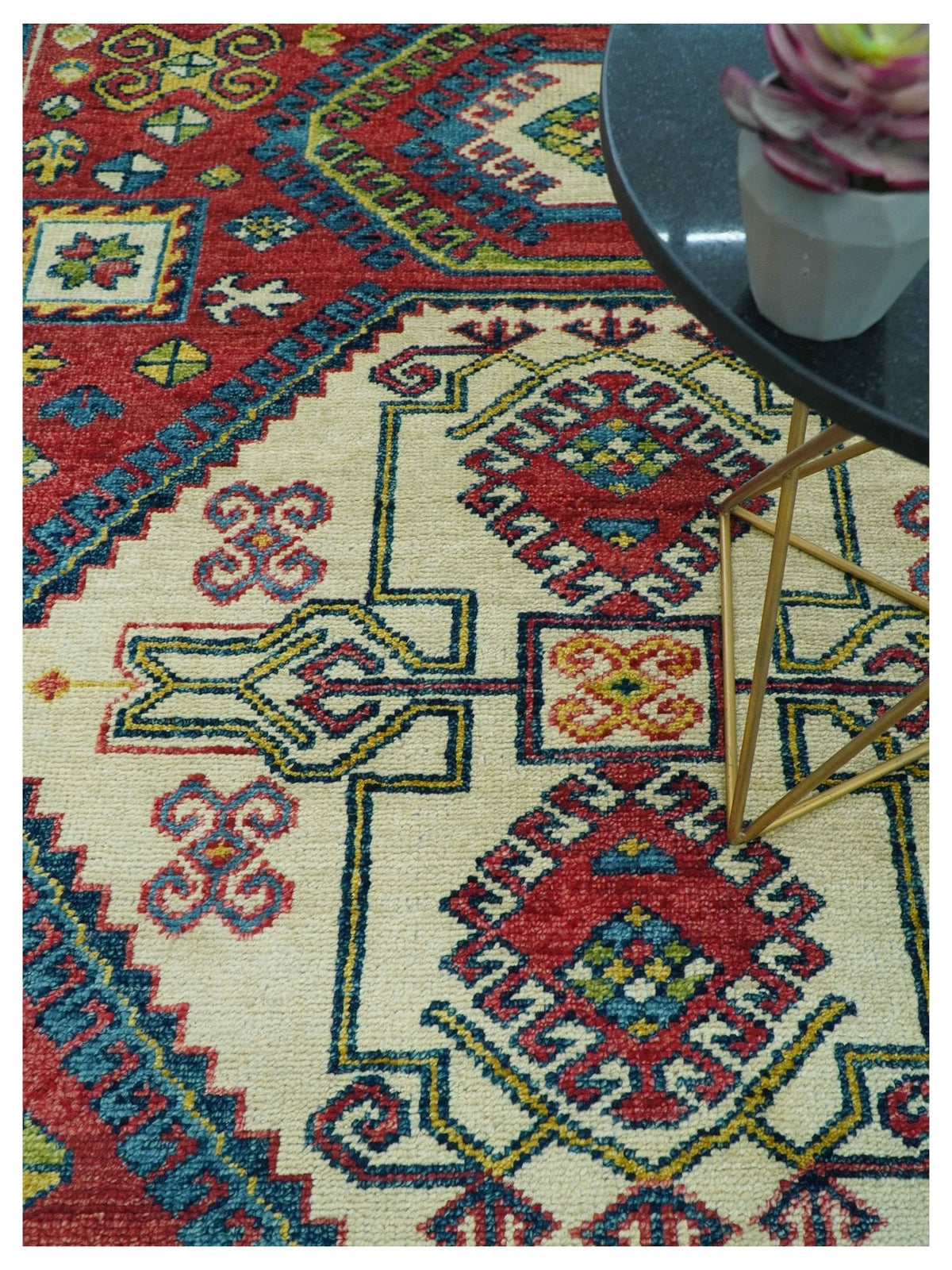 Custom Made Traditional Persian Design Red And Ivory Hand Knotted Wool Rug.
