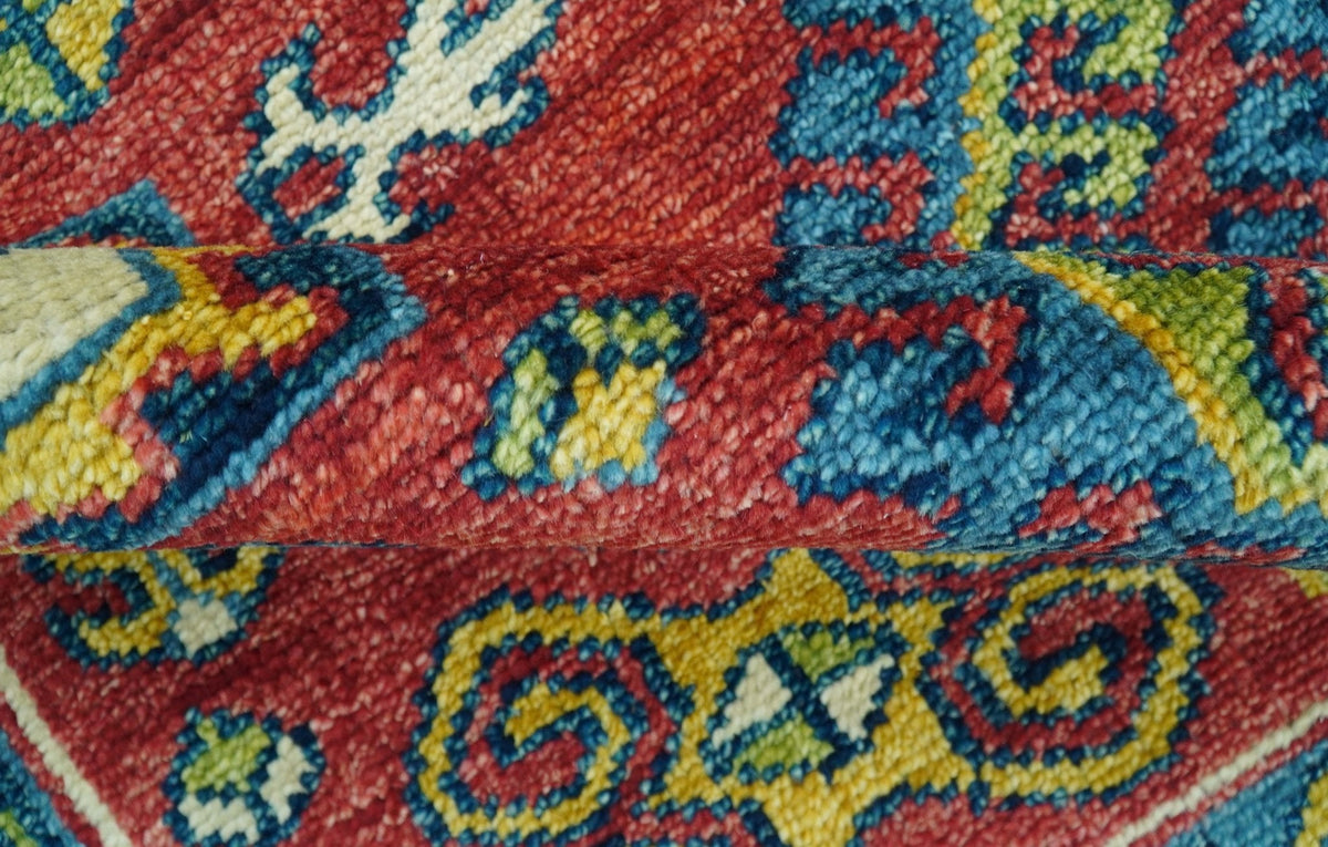 Custom Made Traditional Persian Design Red And Ivory Hand Knotted Wool Rug.