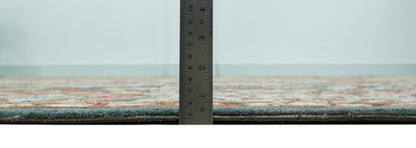 Custom Made Traditional Persian Design Silver, Blue And Rust Hand Tufted Wool Area Rug.