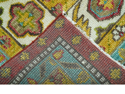 Custom Made Traditional Serapi Red And Blue Hand Knotted Wool Rug.