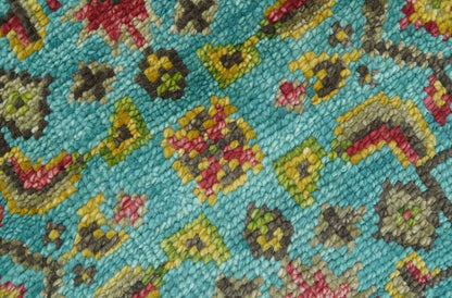 Custom Made Traditional Serapi Red And Blue Hand Knotted Wool Rug.