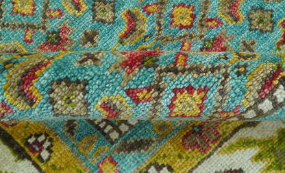 Custom Made Traditional Serapi Red And Blue Hand Knotted Wool Rug.