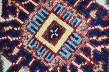 Custom Made Traditional Serapi Rust And Blue Hand Knotted wool area rug.