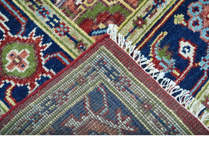 Custom Made Traditional Serapi Rust And Blue Hand Knotted wool area rug.