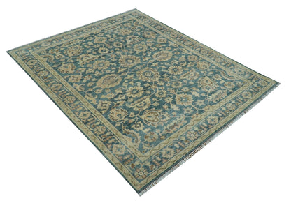 Custom Made Traditional Teal Oushak Hand Knotted Wool Rug.