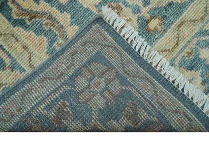 Custom Made Traditional Teal Oushak Hand Knotted Wool Rug.
