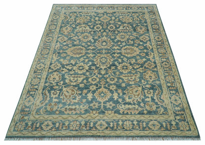Custom Made Traditional Teal Oushak Hand Knotted Wool Rug.