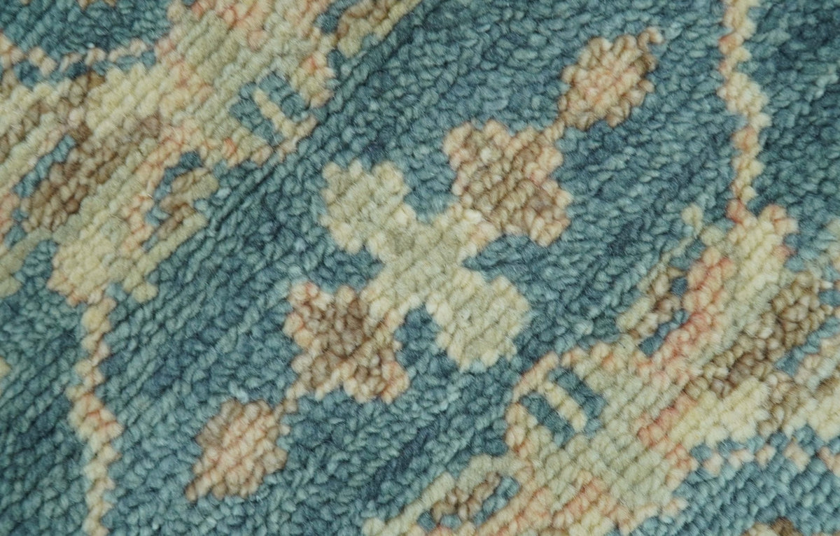 Custom Made Traditional Teal Oushak Hand Knotted Wool Rug.