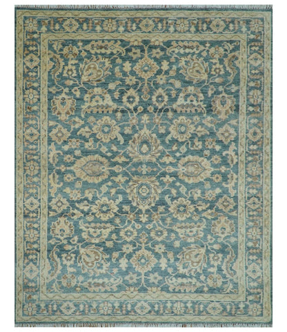 Custom Made Traditional Teal Oushak Hand Knotted Wool Rug.