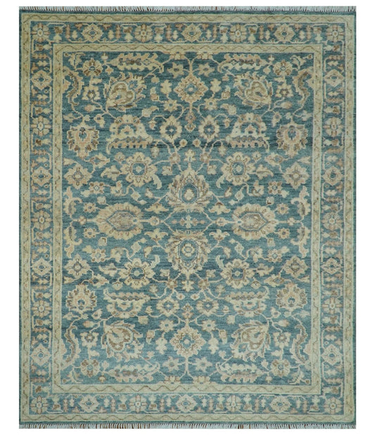 Custom Made Traditional Teal Oushak Hand Knotted Wool Rug.