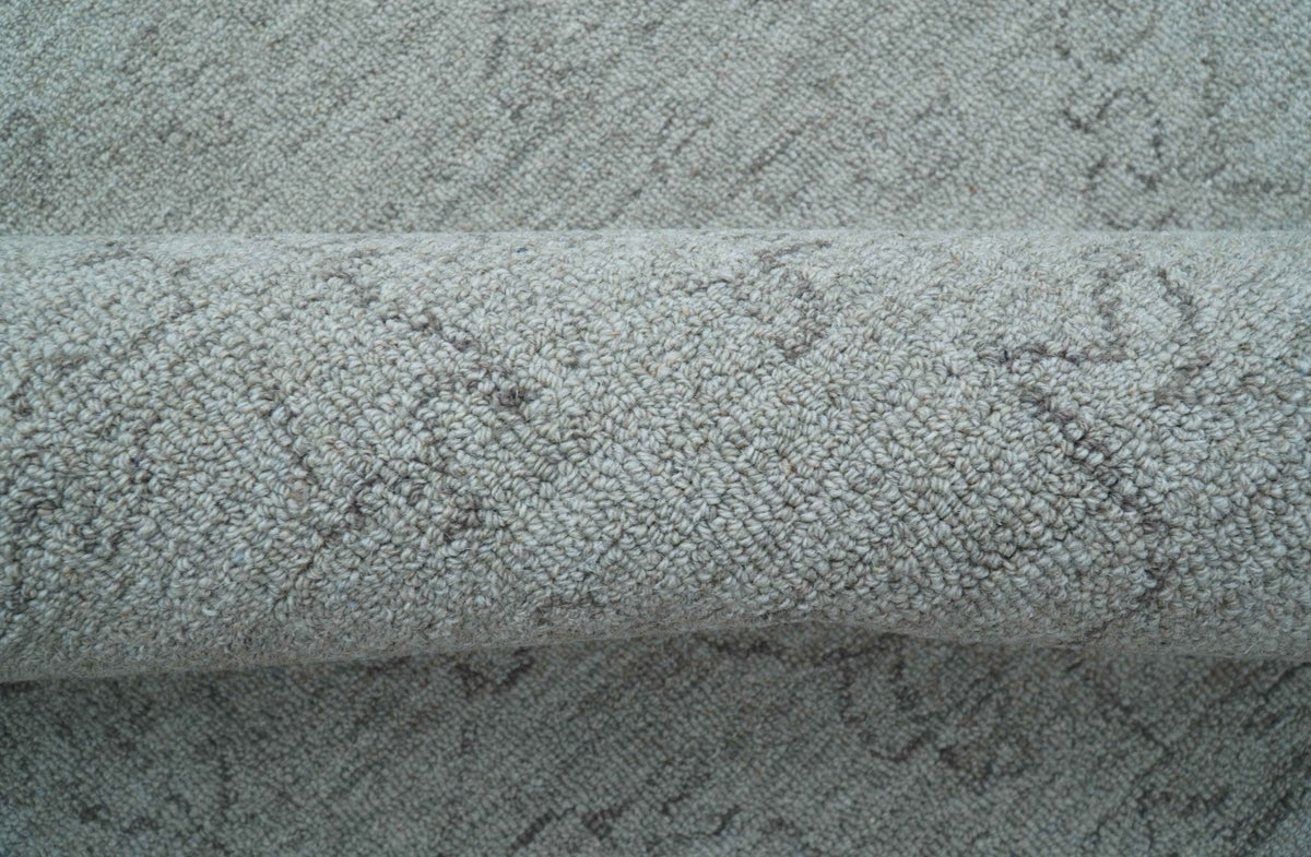 Custom Made Traditional Transitional Gray Hand Tufted wool rug.