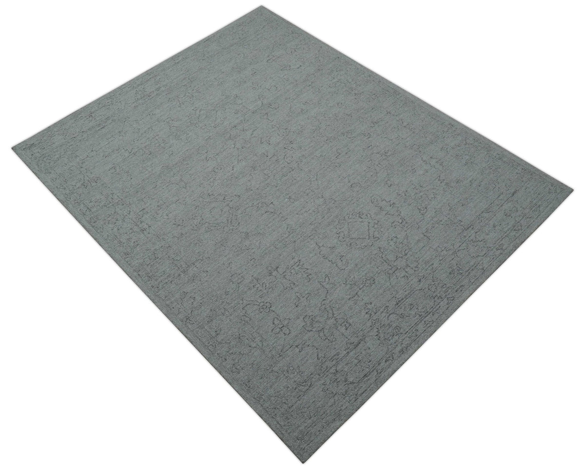 Custom Made Traditional Transitional Gray Hand Tufted wool rug.