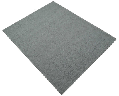 Custom Made Traditional Transitional Gray Hand Tufted wool rug.