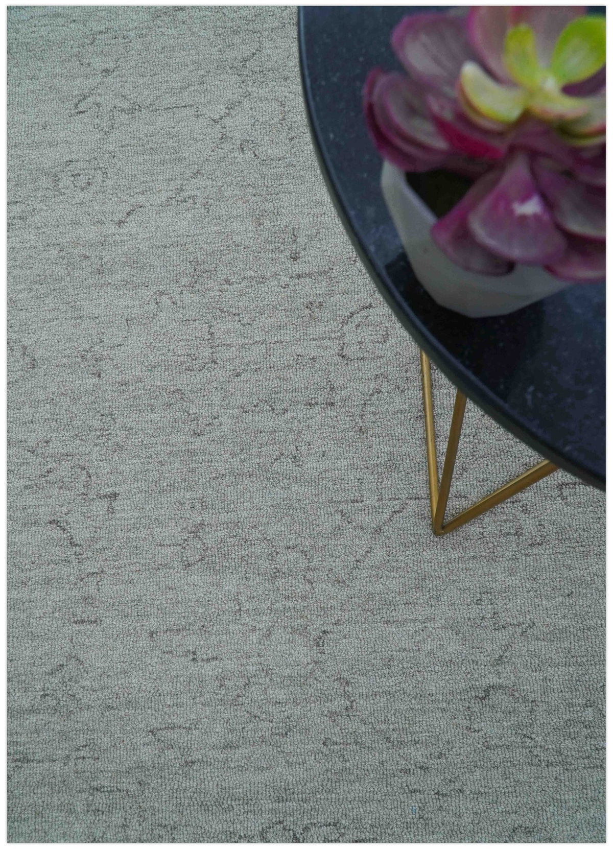 Custom Made Traditional Transitional Gray Hand Tufted wool rug.