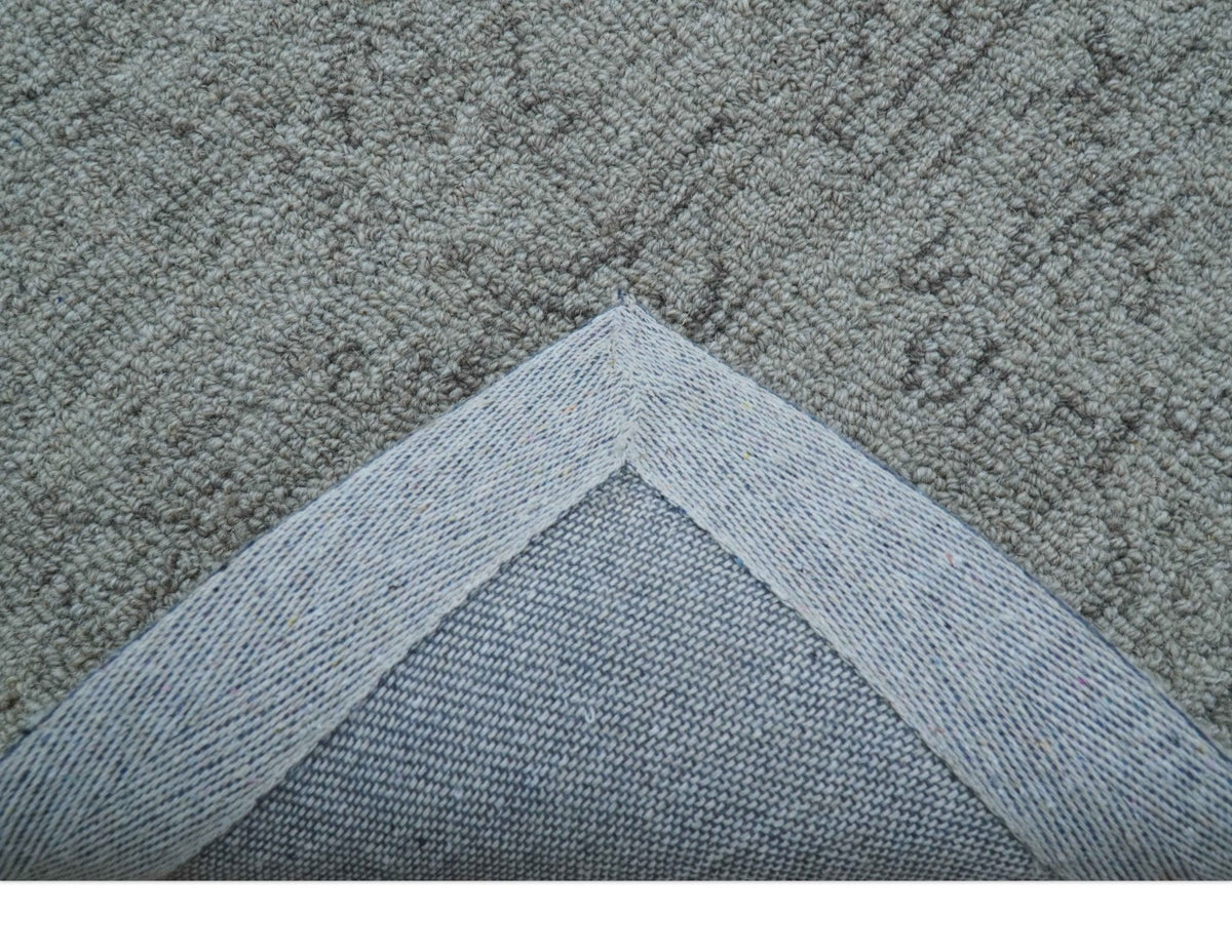 Custom Made Traditional Transitional Gray Hand Tufted wool rug.