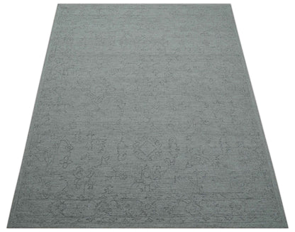 Custom Made Traditional Transitional Gray Hand Tufted wool rug.