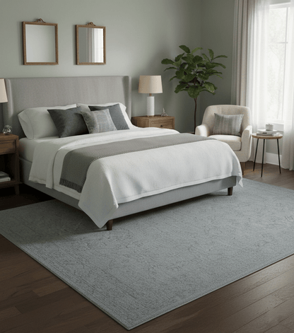 Custom Made Traditional Transitional Gray Hand Tufted wool rug.