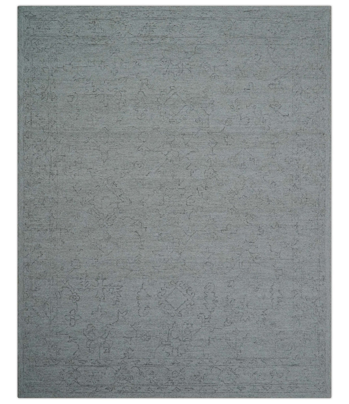 Custom Made Traditional Transitional Gray Hand Tufted wool rug.
