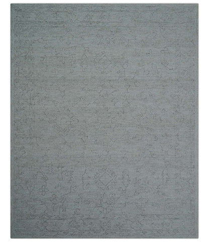 Custom Made Traditional Transitional Gray Hand Tufted wool rug.