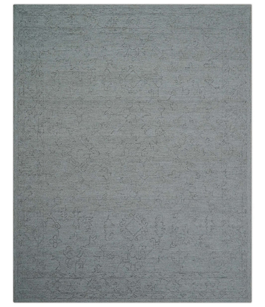 Custom Made Traditional Transitional Gray Hand Tufted wool rug.
