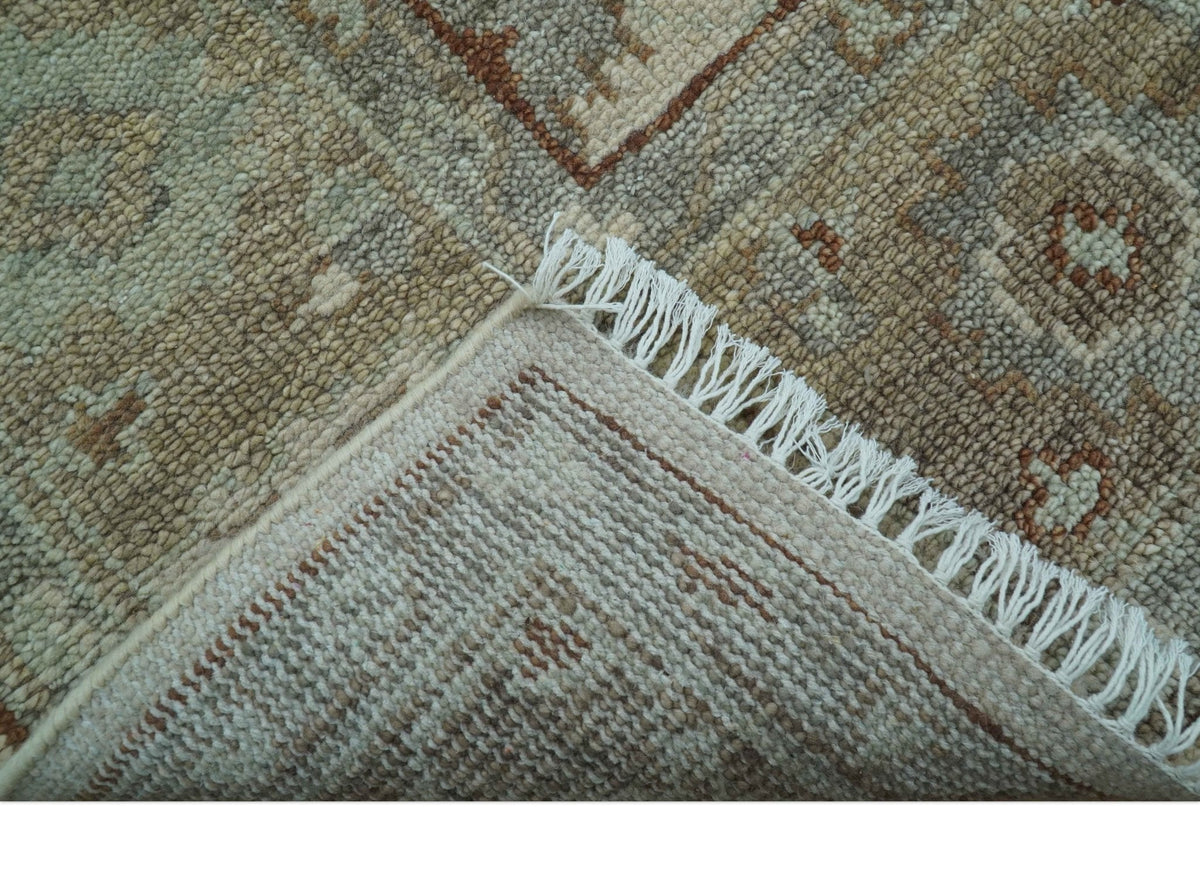 Custom Made Traditional Turkish Beige Hand knotted Wool Area Rug.