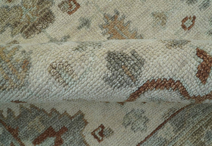 Custom Made Traditional Turkish Beige Hand knotted Wool Area Rug.