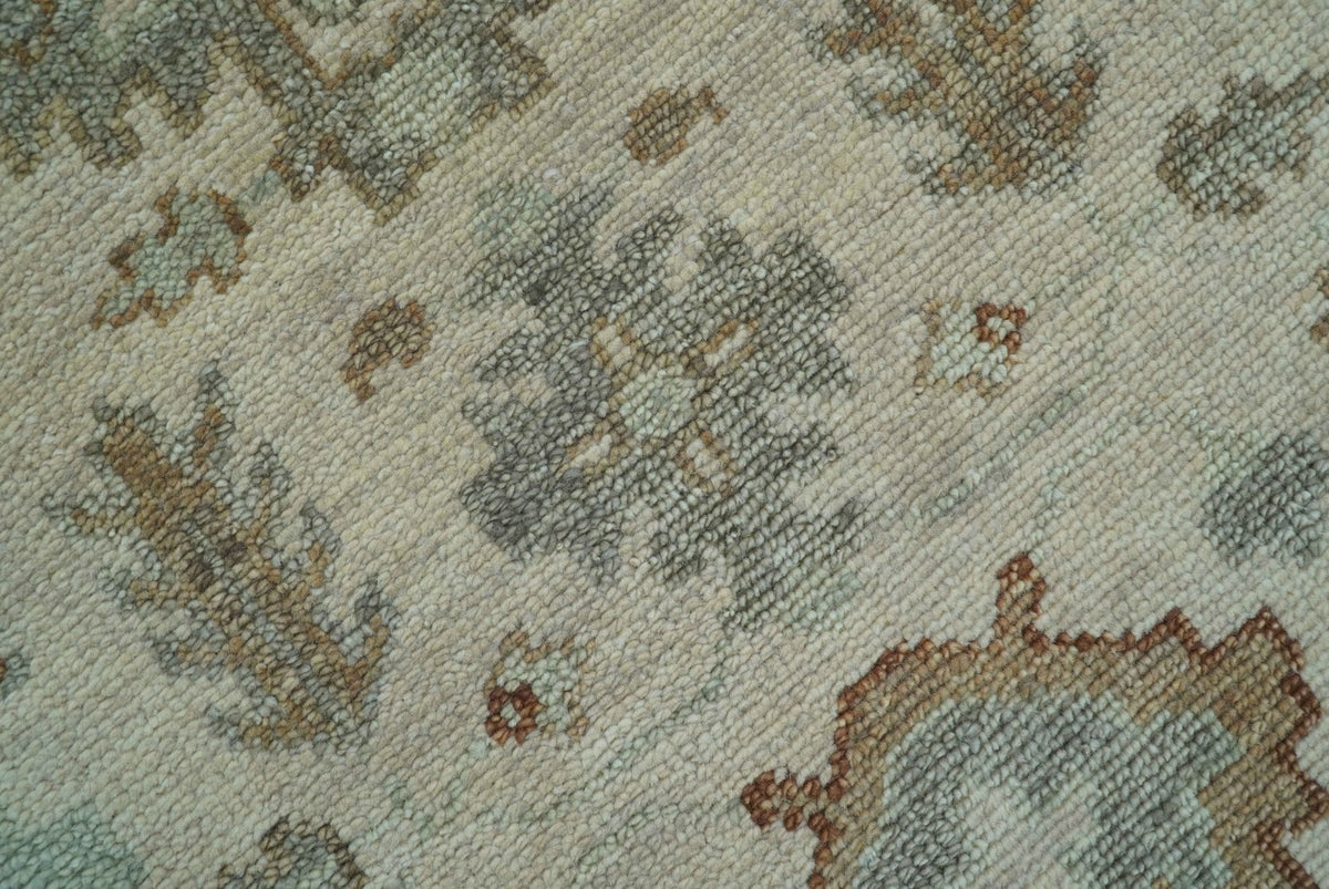 Custom Made Traditional Turkish Beige Hand knotted Wool Area Rug.