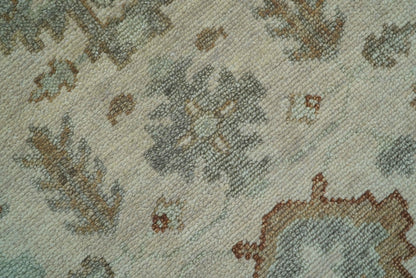 Custom Made Traditional Turkish Beige Hand knotted Wool Area Rug.