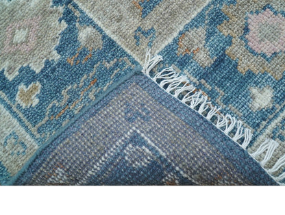 Custom Made Traditional Turkish Blue Hand knotted Wool Rug.