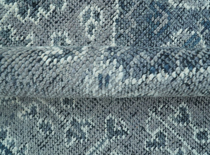 Custom Made Traditional Turkish Design Gray Hand Knotted Wool Area Rug.