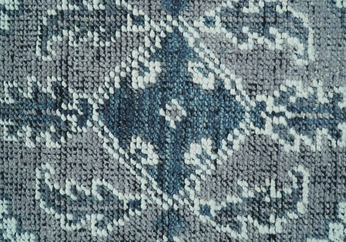 Custom Made Traditional Turkish Design Gray Hand Knotted Wool Area Rug.