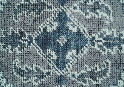 Custom Made Traditional Turkish Design Gray Hand Knotted Wool Area Rug.