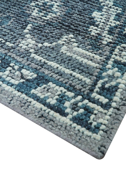 Custom Made Traditional Turkish Design Gray Hand Knotted Wool Area Rug.