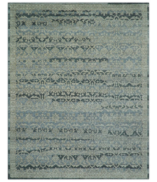 Custom Made Traditional Turkish Gray And Charcoal Hand Knotted Wool Rug.