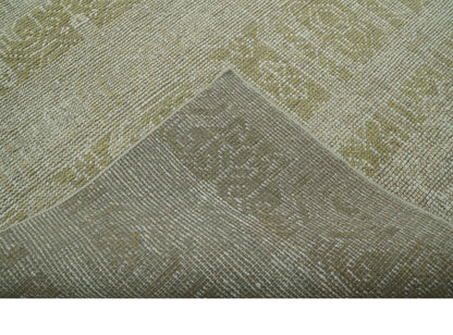 Custom Made Transitional Design Beige Hand Knotted Wool Area Rug.