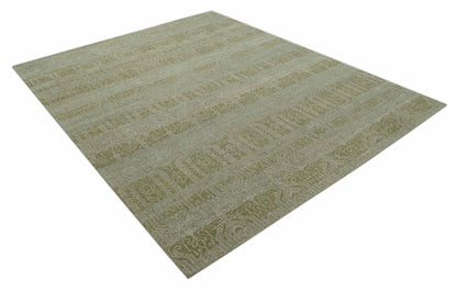 Custom Made Transitional Design Beige Hand Knotted Wool Area Rug.