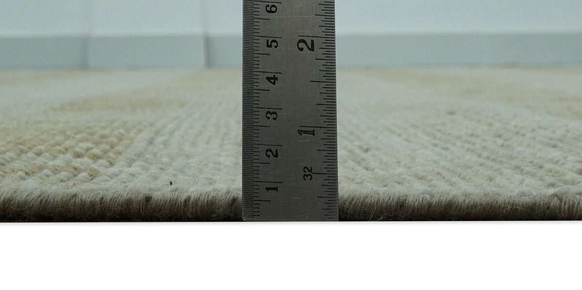 Custom Made Transitional Design Beige Hand Knotted Wool Area Rug.