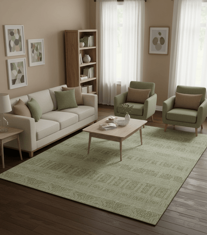Custom Made Transitional Design Beige Hand Knotted Wool Area Rug.