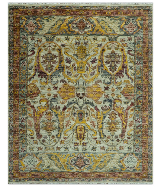 Custom Made Transitional Silver, Gold and Gray Hand Knotted Wool Rug.