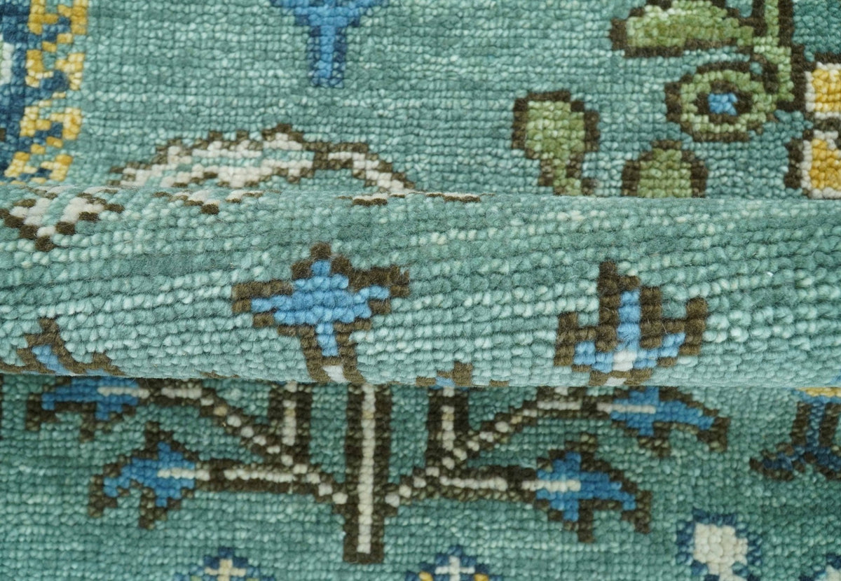 Custom Made Tree of Life Green Hand Knotted Runner Wool Rug.