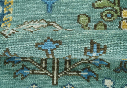 Custom Made Tree of Life Green Hand Knotted Runner Wool Rug.
