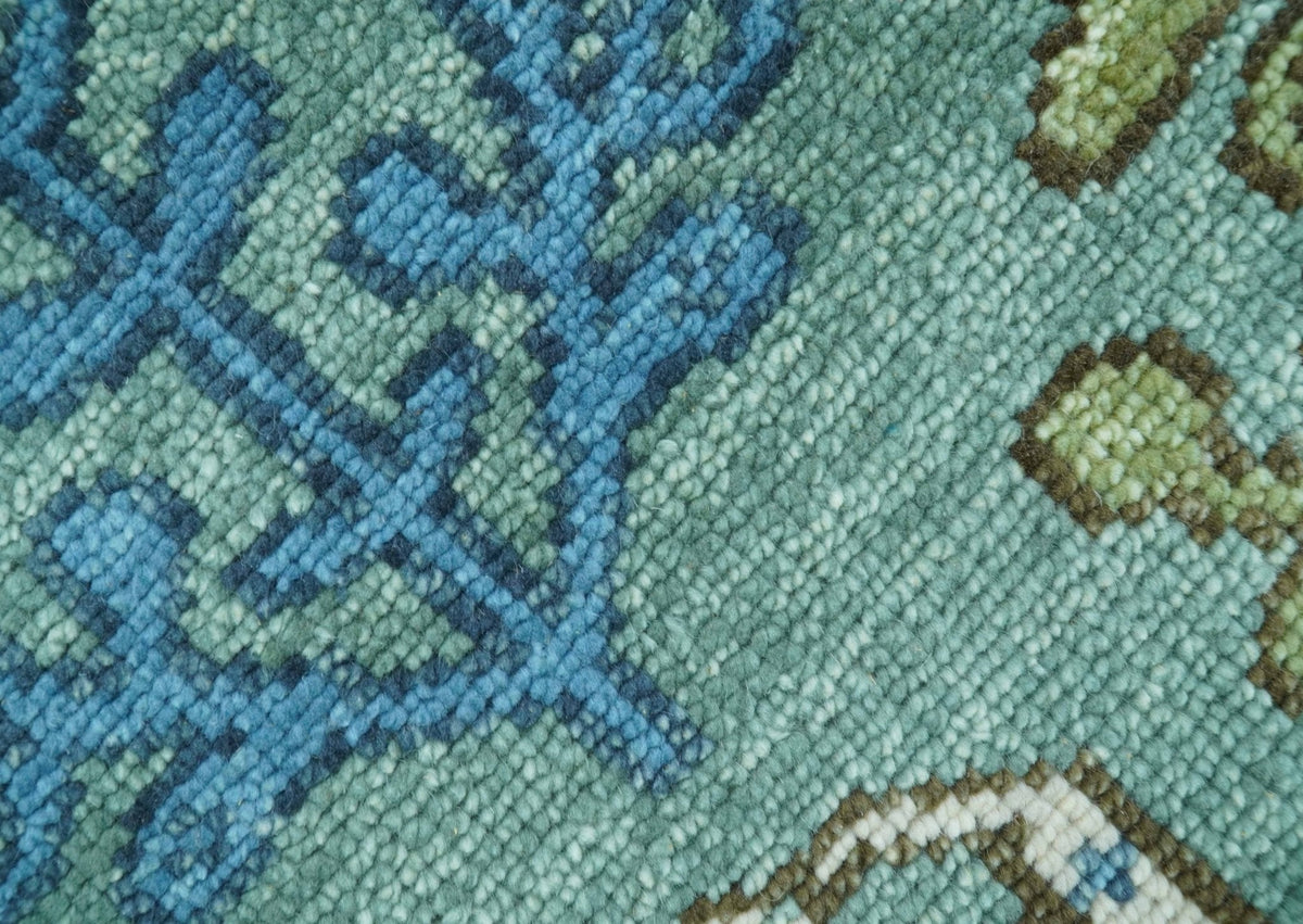 Custom Made Tree of Life Green Hand Knotted Runner Wool Rug.