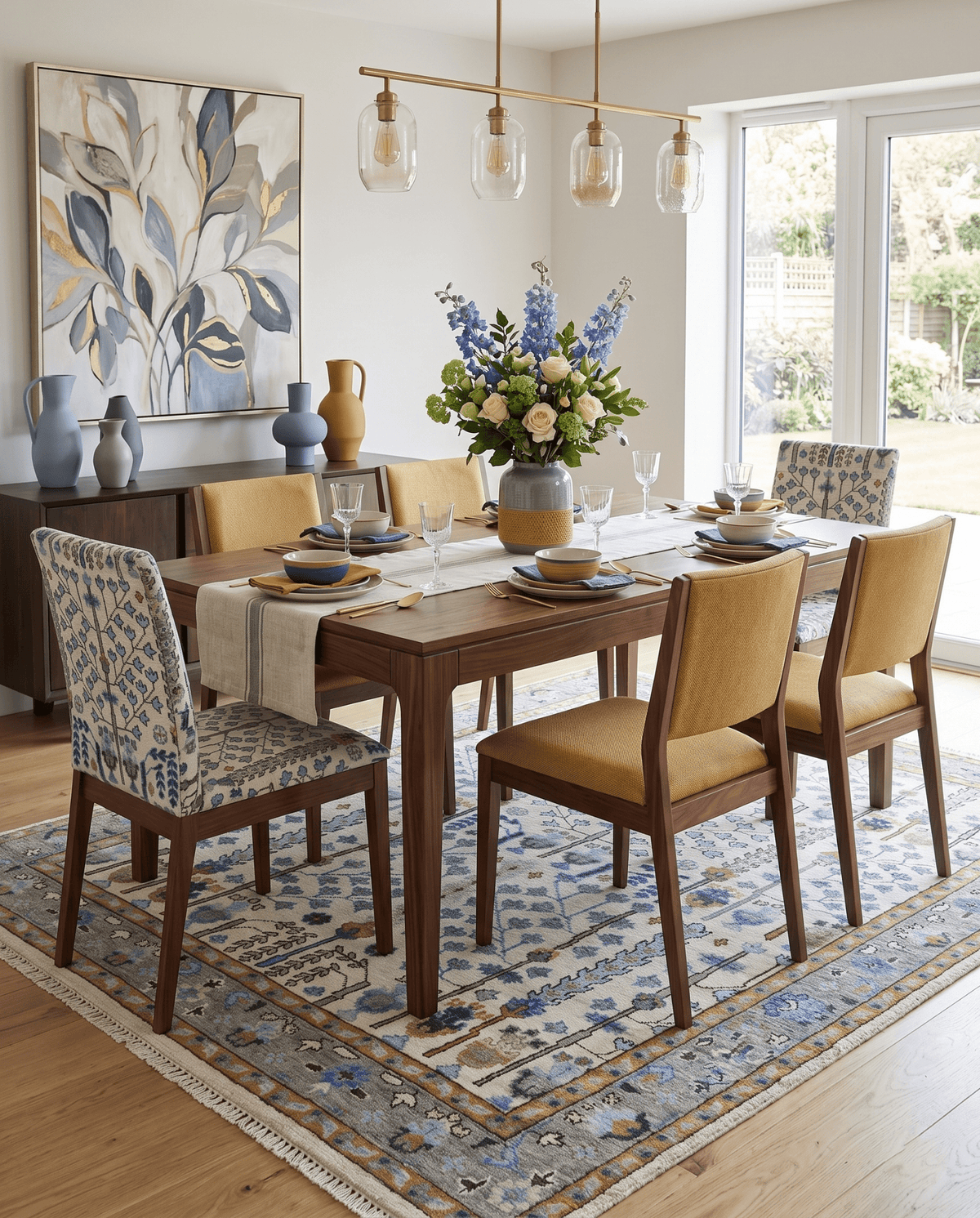 Custom Made Tree of life Hand Knotted Antique Ivory, Blue and Gray Wool area Rug.