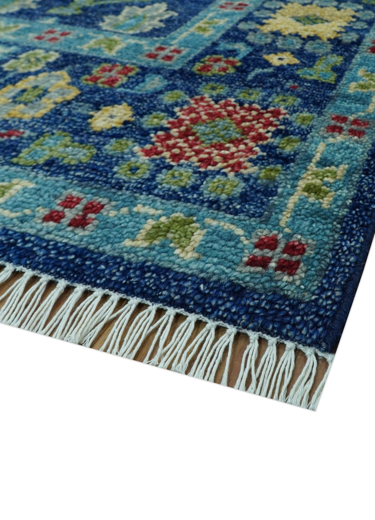 Custom Made Tree of Life Hand Knotted Blue And Beige Traditional Wool area Rug.