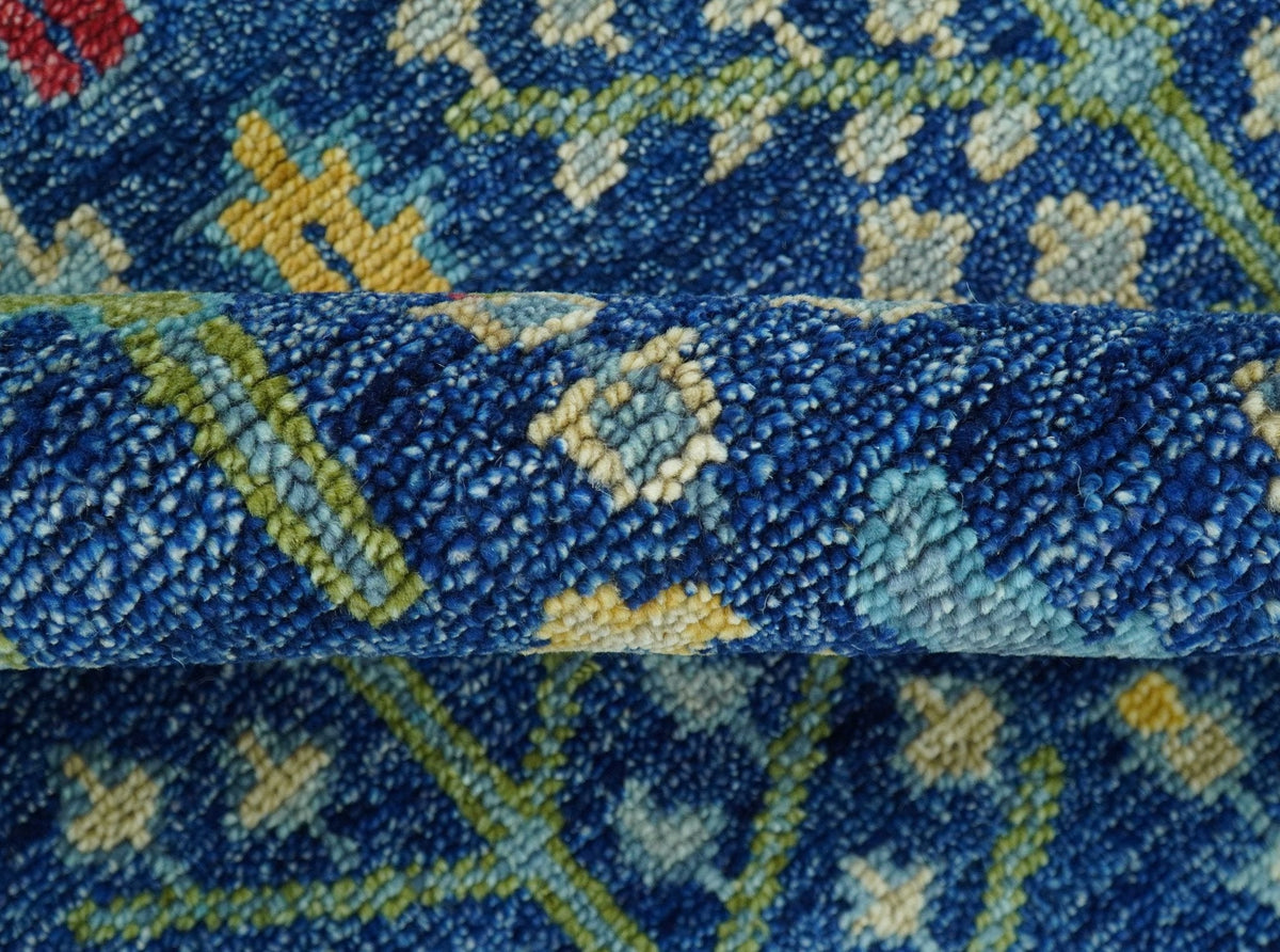 Custom Made Tree of Life Hand Knotted Blue And Beige Traditional Wool area Rug.