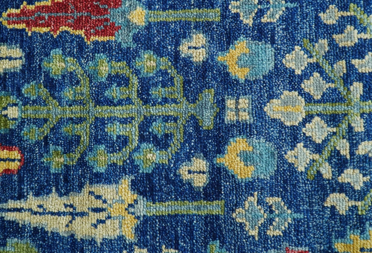Custom Made Tree of Life Hand Knotted Blue And Beige Traditional Wool area Rug.