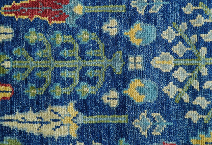 Custom Made Tree of Life Hand Knotted Blue And Beige Traditional Wool area Rug.