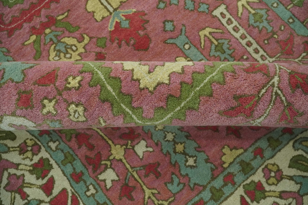 Custom Made Tree of life Traditional Floral Dark Peach, Beige and Green wool Area Rug.