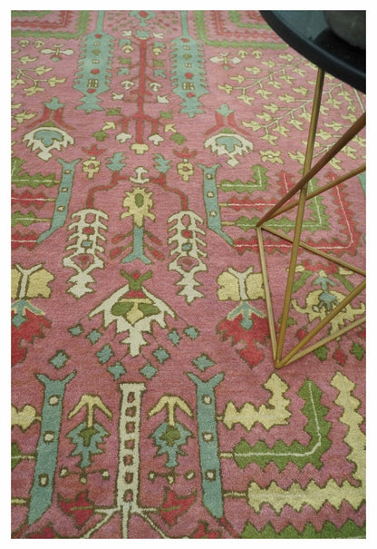 Custom Made Tree of life Traditional Floral Dark Peach, Beige and Green wool Area Rug.